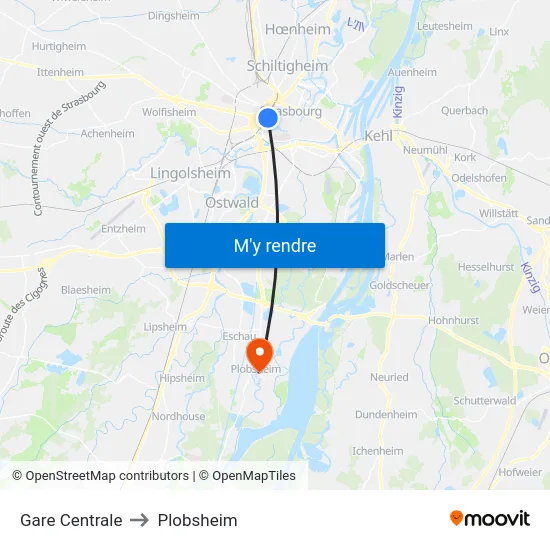 Gare Centrale to Plobsheim map