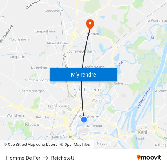 Homme De Fer to Reichstett map