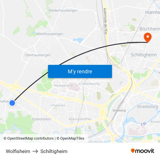 Wolfisheim to Schiltigheim map