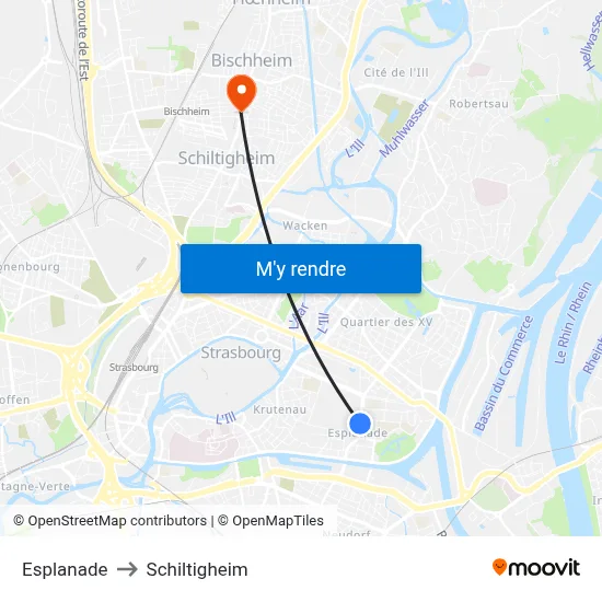 Esplanade to Schiltigheim map