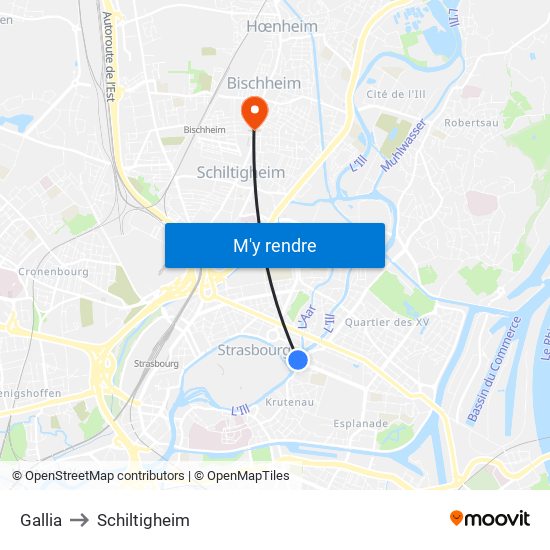 Gallia to Schiltigheim map