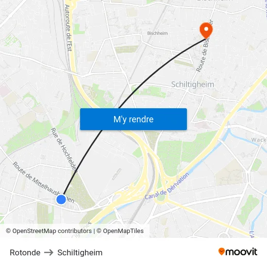 Rotonde to Schiltigheim map