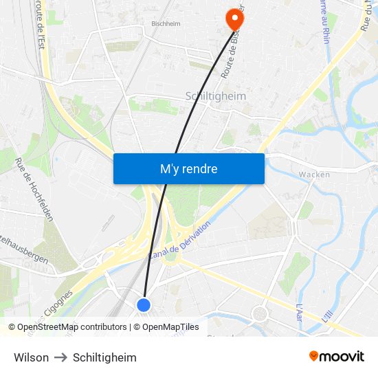 Wilson to Schiltigheim map