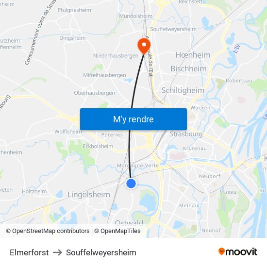 Elmerforst to Souffelweyersheim map
