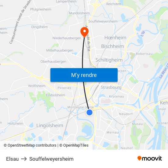Elsau to Souffelweyersheim map