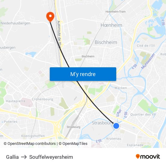 Gallia to Souffelweyersheim map