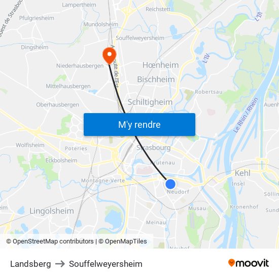 Landsberg to Souffelweyersheim map