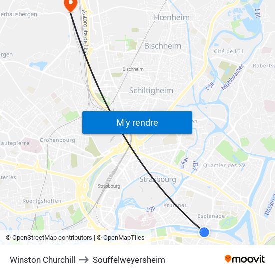 Winston Churchill to Souffelweyersheim map