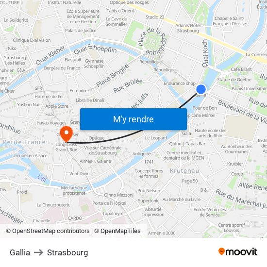 Gallia to Strasbourg map