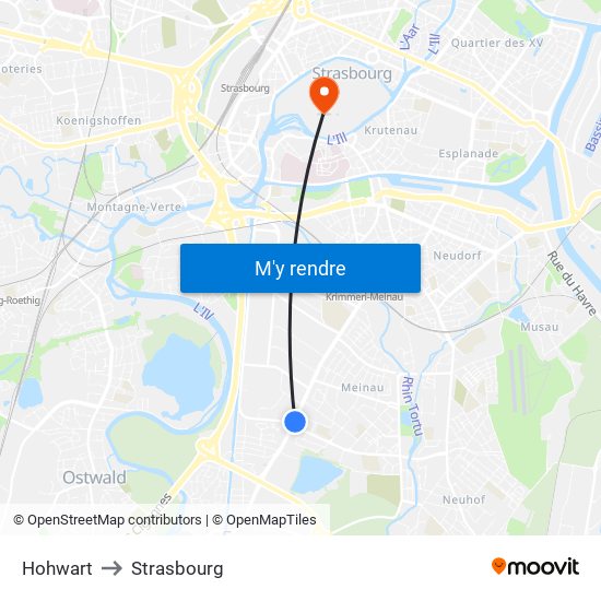 Hohwart to Strasbourg map
