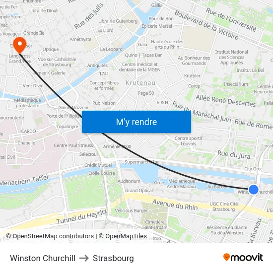 Winston Churchill to Strasbourg map