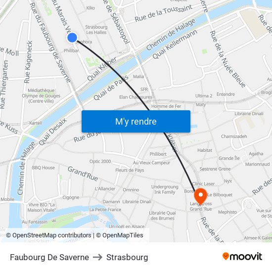 Faubourg De Saverne to Strasbourg map
