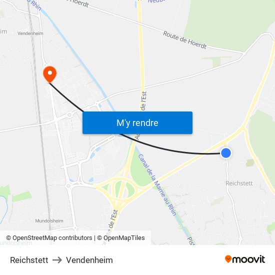 Reichstett to Vendenheim map