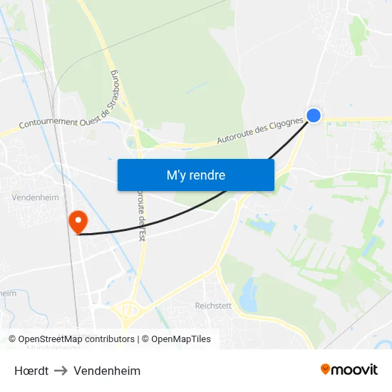 Hœrdt to Vendenheim map