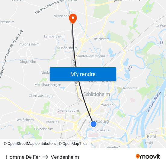 Homme De Fer to Vendenheim map