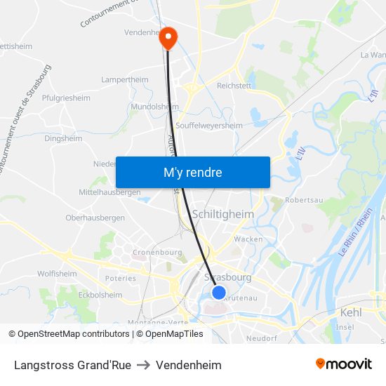 Langstross Grand'Rue to Vendenheim map