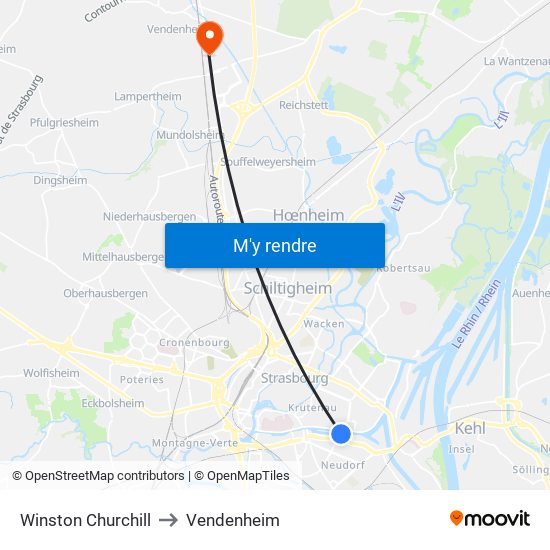 Winston Churchill to Vendenheim map