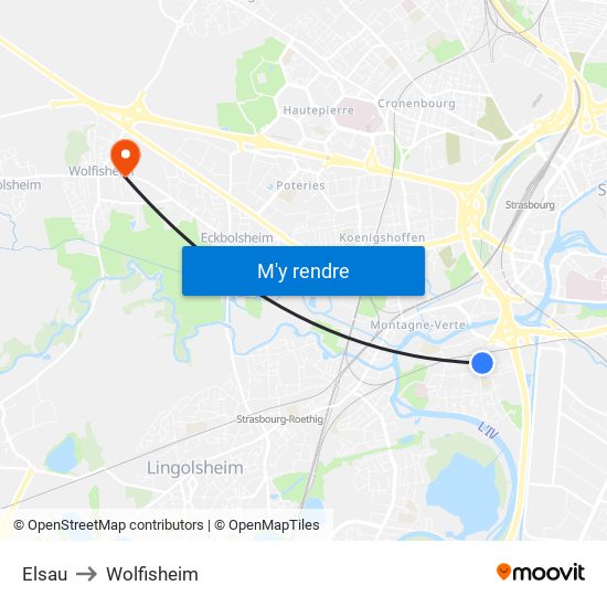 Elsau to Wolfisheim map