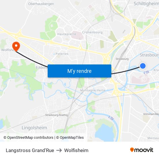 Langstross Grand'Rue to Wolfisheim map