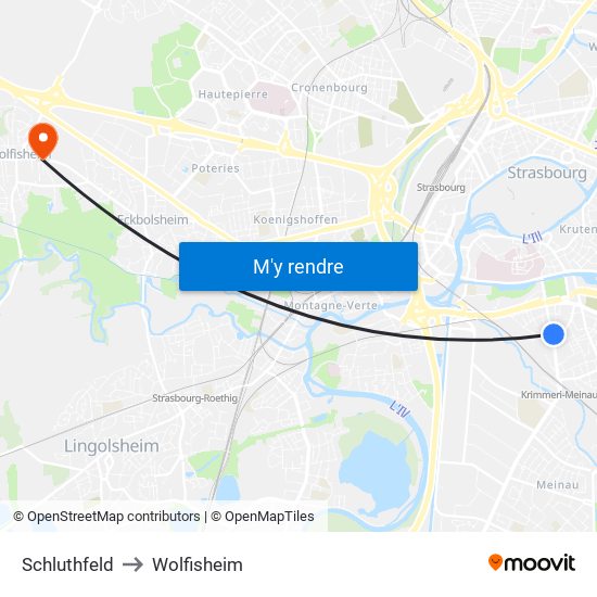 Schluthfeld to Wolfisheim map