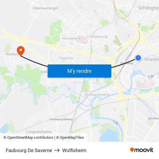 Faubourg De Saverne to Wolfisheim map