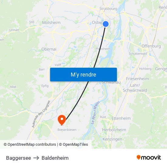 Baggersee to Baldenheim map