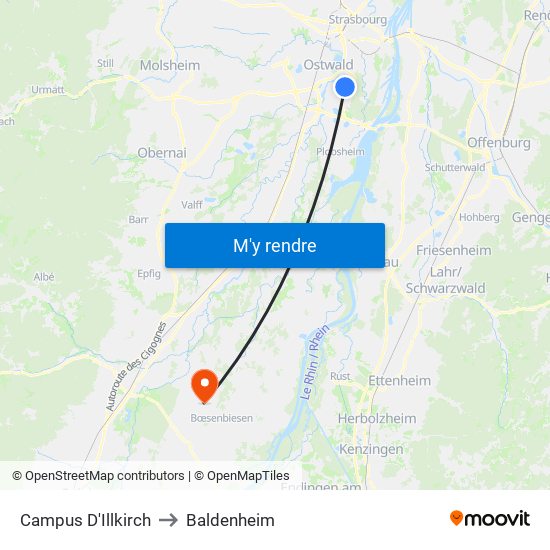 Campus D'Illkirch to Baldenheim map