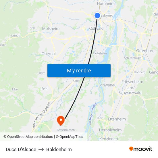 Ducs D'Alsace to Baldenheim map
