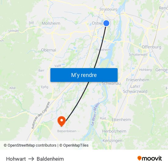 Hohwart to Baldenheim map
