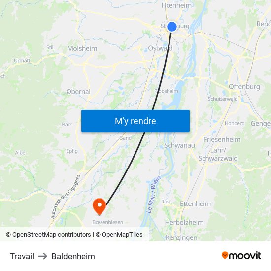 Travail to Baldenheim map