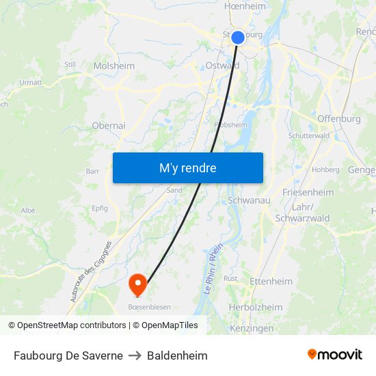 Faubourg De Saverne to Baldenheim map