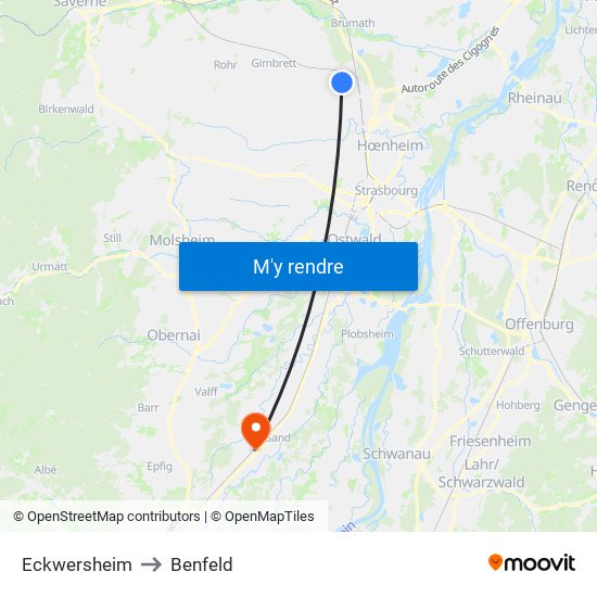 Eckwersheim to Benfeld map