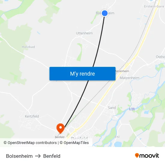 Bolsenheim to Benfeld map