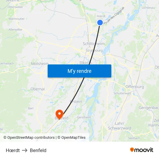 Hœrdt to Benfeld map