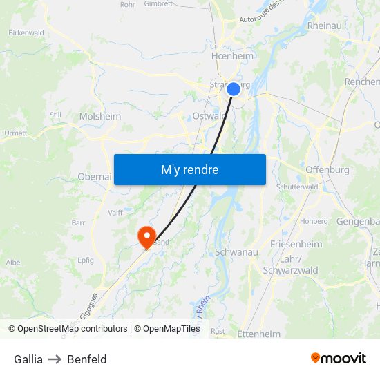 Gallia to Benfeld map