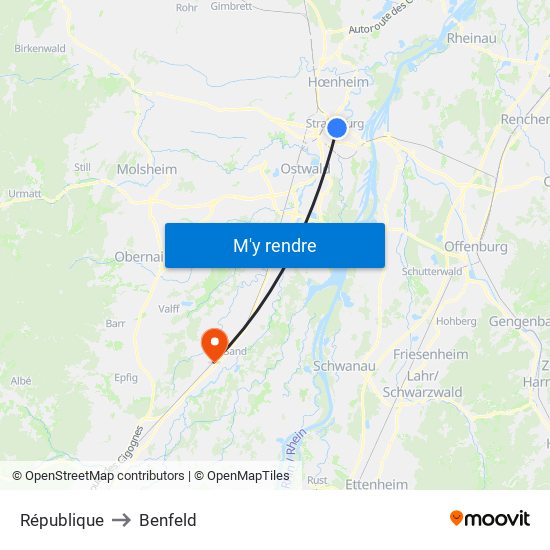République to Benfeld map
