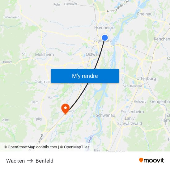 Wacken to Benfeld map