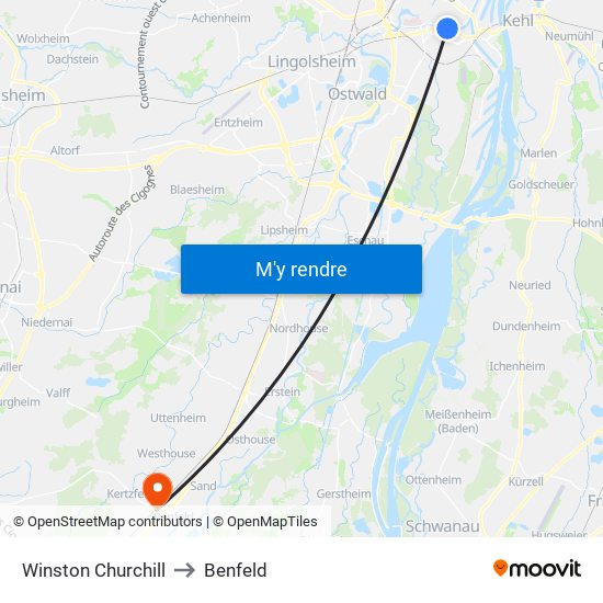 Winston Churchill to Benfeld map