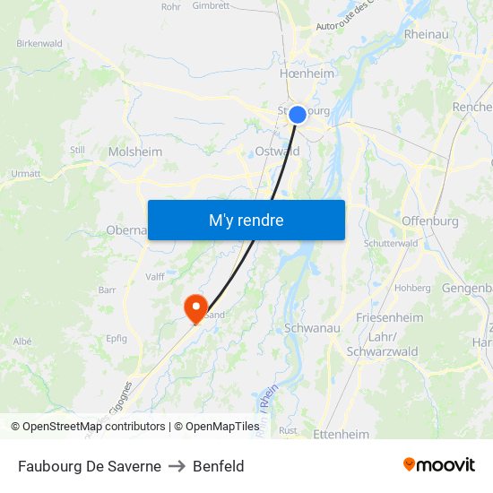 Faubourg De Saverne to Benfeld map