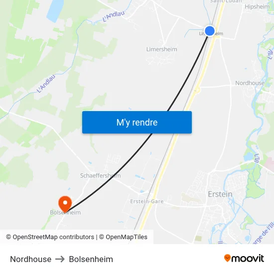 Nordhouse to Bolsenheim map
