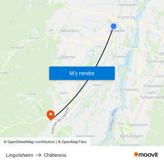 Lingolsheim to Châtenois map