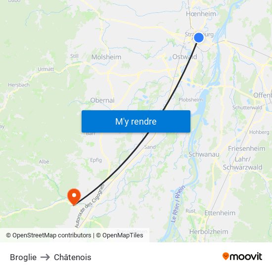 Broglie to Châtenois map