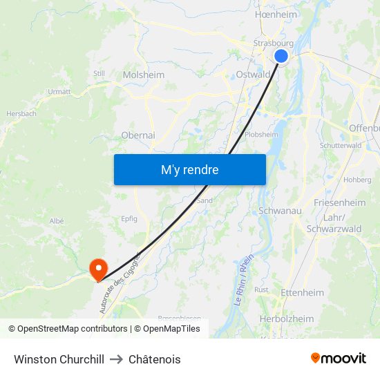 Winston Churchill to Châtenois map