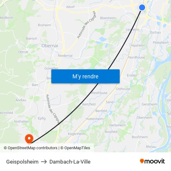 Geispolsheim to Dambach-La-Ville map