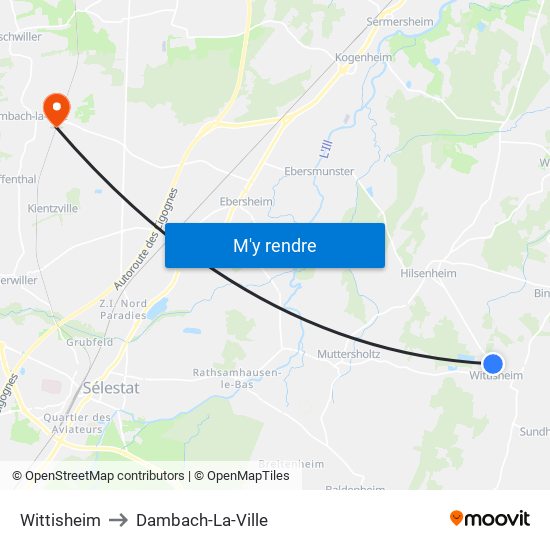 Wittisheim to Dambach-La-Ville map