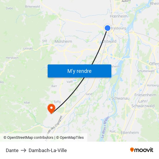 Dante to Dambach-La-Ville map