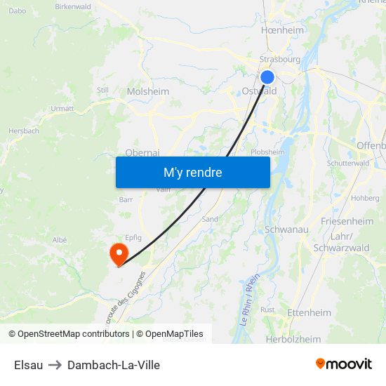 Elsau to Dambach-La-Ville map