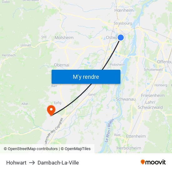 Hohwart to Dambach-La-Ville map