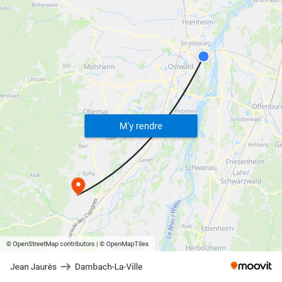 Jean Jaurès to Dambach-La-Ville map