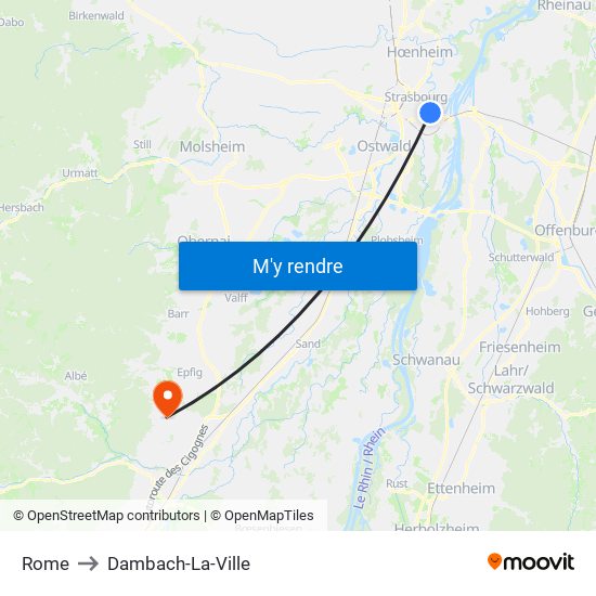 Rome to Dambach-La-Ville map